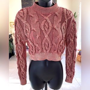 Zara Pink metallic Cable knit sweater Size S